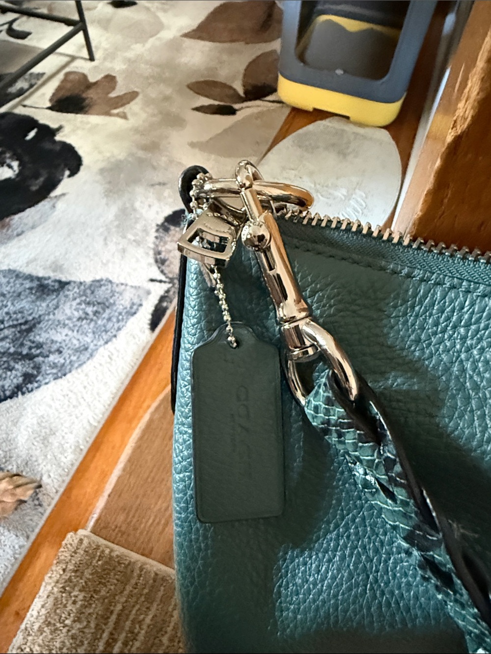 Coach Teal Pebbled Leather Shoulder Hobo - Picture 6 of 6